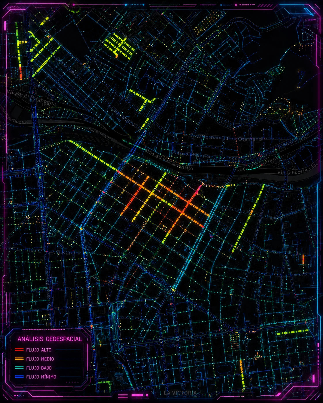 Centro Histórico de Lima — red peatonal y heatmap de densidad POI — MONTEA LAB